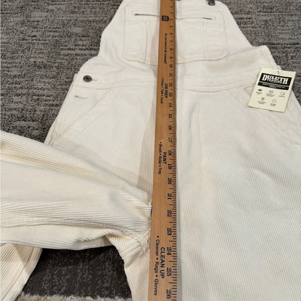 NWT Duluth Women's Cream Corduroy Bib Overalls Women’s Size 8 - Picture 3 of 6